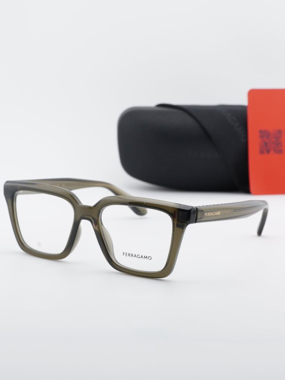 Salvatore Ferragamo SF2985 320 Square Eyeglasses 52mm – Transparent Khaki